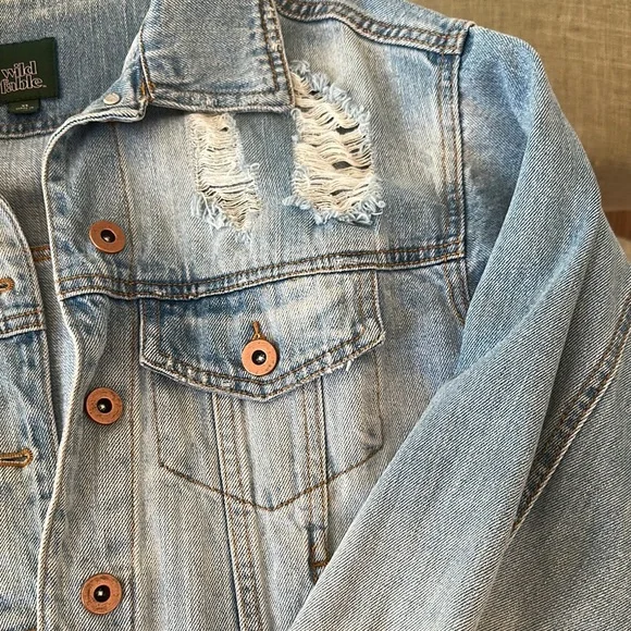 Distressed Light Blue Denim Jacket - Picture 3 of 10